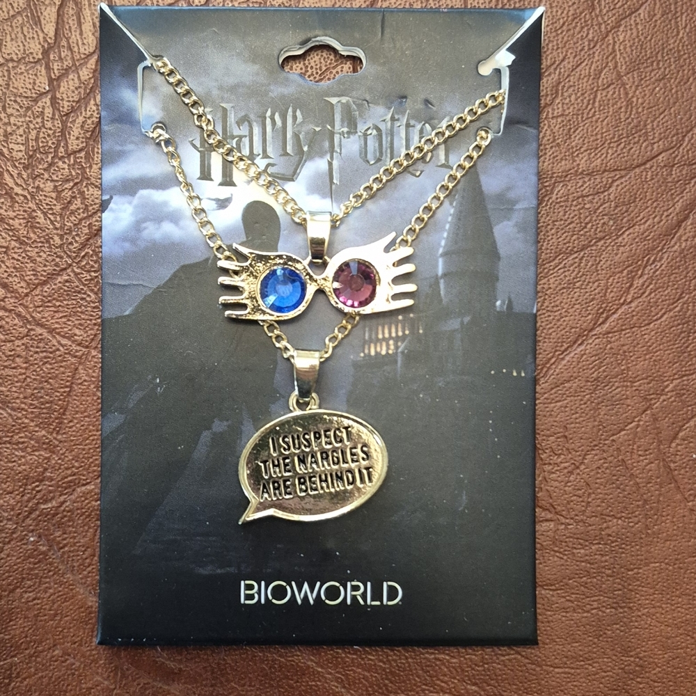 Luna Lovegood's Spectrespecs and Nargles Quote Necklace Set, New With Tags